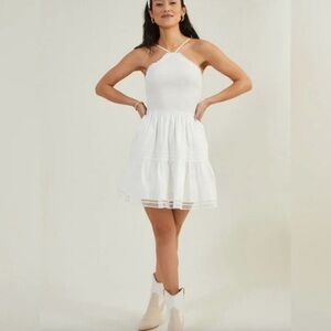 NWT Altar’d State Women’s Small Malani White Cotton A-Line Halter Dress S